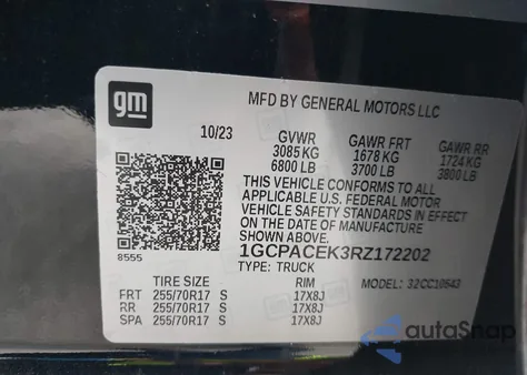 2024 Chevrolet Silverado 1500 2Wd Short Bed Lt from USA, damaged, VIN 1GCPACEK3RZ172202